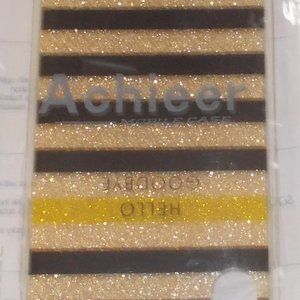 Iphone X Jelly Case Striped Back Cover Sparkling Gold & Black